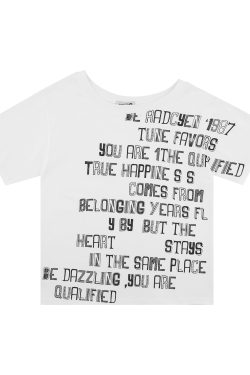Women's American Retro Off-Shoulder Short Sleeve T-Shirt with Letter Print, Loose Fit Slimming Design, Street Style Top
