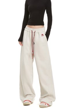 Women's American Style Street Pants - Straight Leg Loose Fit Drawstring Hip Hop Dance Casual Trousers for Everyday Wear
