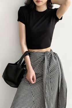 Women's Backless Short Sleeve T-Shirt and Long Skirt Set - Fragrant Style, High-End Temperament, 2025 Summer Fashion Two-Piece