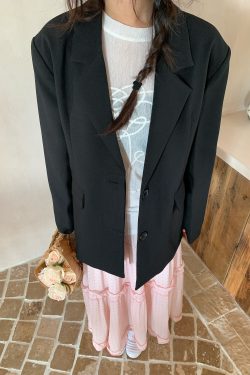 Women's Black Slim-Fit Blazer - High-End Versatile Suit Jacket for Spring and Autumn, Chic and Stylish Office Wear