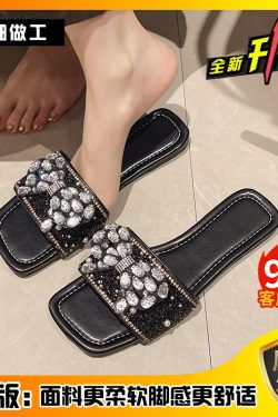 Women's Bowknot Slippers - Summer Flat Non-Slip One-Strap Beach Sandals for Outdoor Wear, 2025 Versatile Style
