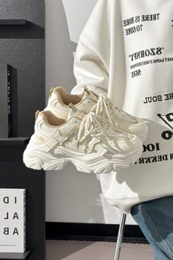 Women's Breathable Mesh Sports Shoes - Summer 2025 Height-Increasing Dad Sneakers in Thin White - Trendy and Comfortable
