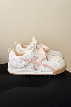 Women's Breathable Mesh White Sneakers - Cute Trendy Sports Board Shoes for Summer 2025, Y2K Style