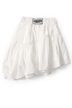 Women's Casual Asymmetrical Flared Skirt - Elastic Waist, Letter Patchwork, Youthful Style, European Summer Fashion