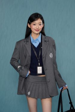 Women's Casual Niche Gray Blazer - Stylish Spring Autumn Suit for 2024, Perfect for 90s and Y2K Fashion Lovers