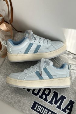 Women's Casual Thick-Soled White Sneakers - 2025 Spring Style, Versatile Student Footwear, Trendy Y2K-Inspired Design