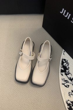 Women's Chunky Heel Square Toe Loafers - Soft Sole Mary Jane Style in Small Leather for 2024 Autumn Fashion