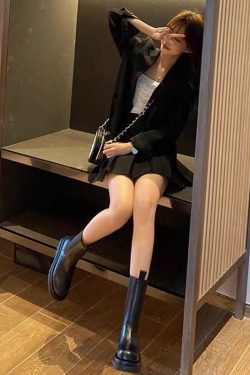 Women's Chunky Heeled Tube Boots - Versatile Thick Sole Slim Martin Style Mid-Calf Boots for Autumn Winter Fashion