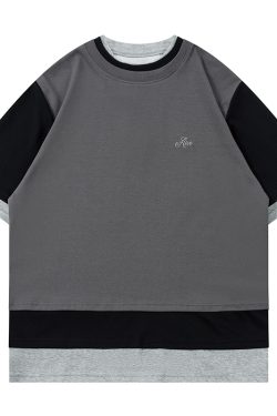 Women's Color-Block Short Sleeve T-Shirt - Trendy Casual Summer Top in Loose Fit, American Style, Perfect for Everyday Wear