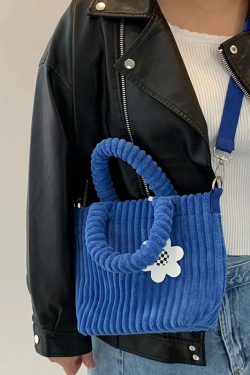 Women's Corduroy Plush Crossbody Handbag - Niche Korean Style Small Tote Bag for Autumn/Winter 2025