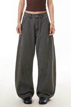 Women's Deconstructed Straight-Leg Work Pants - American Streetwear Draped Wide-Leg Slimming Casual Trousers