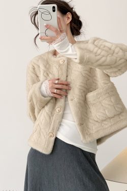 Women's Eco-Friendly Shearling Faux Fur Coat in Chanel Style for Winter - Plush and Stylish Outerwear