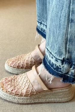 Women's Fishnet Hollow Half Slippers - Unique Sheepskin Summer Sandals with Thick Sole, Breathable Cool Design