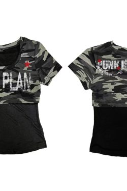 Women's Fitted Short Sleeve T-Shirt - God's Plan 25ss Dark Camouflage, Waist-Defining, Hot Girl Style