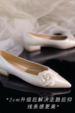 Women's Flat Wedding Shoes - French Style White Bride Shoes, Comfortable Daily Wear, Plus Size Bridesmaid Shoes, 2025 Forest Style