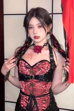 Women's Halloween Dark Night Red Rose Thorn Choker Necklace - Gothic Neck Decoration Accessories