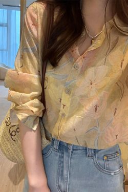 Women’s High-End Floral Chiffon Shirt - Stylish Summer Top, Light Luxury Design, Youthful Vibes, Perfect for 2025 Fashion Trends
