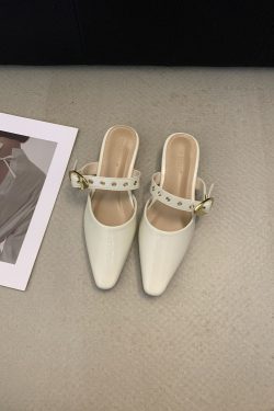 Women's High-End Matching Skirt Half Slippers - Stylish Commuter Flats for Spring and Autumn, Elegant and Chic Design