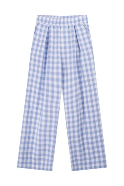 Women's High Waist Checkered Pants - Slim Fit Loose Straight Casual Trousers for Summer - 2025 Trendy Style