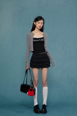 Women's Knitted Cardigan 2024 - Gray Long Sleeve Short Sweater Coat for Spring & Autumn, Casual Fashion Essential