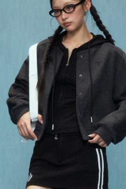 Women's Korean Style Woolen Baseball Jacket - Autumn Winter 2024 Casual Cardigan in Small Size