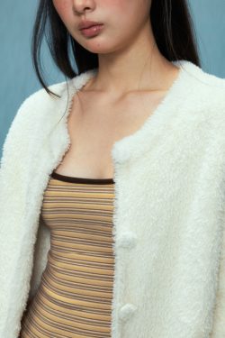 Women's Lamb Wool Coat - Fluffy Shearling Winter 2024 Outerwear in Cute Korean Style