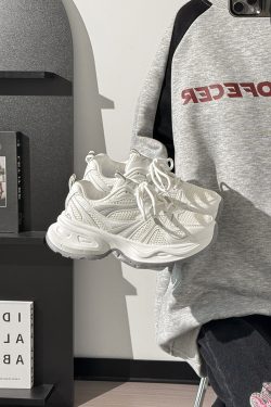Women’s Mesh Breathable Dad Shoes - 2025 Spring/Summer American Style Thick-Soled Casual Sneakers, Trendy Instagram Look