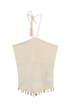 Women's Off-Shoulder Tassel Spliced Strapless Top - Summer 2025 Pure Desire Style - Trendy Y2K Camisole for Weekend Wear