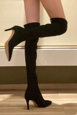 Women's Over-the-Knee Slim Fit Stretch Boots with Pointed Toe for Autumn Winter 2023 Fashion