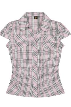 Women's Pink Plaid Short Sleeve Shirt - Retro College Style, Slim Fit Waist-Cinching Top for Summer, Y2K Fashion Trend