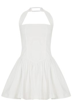 Women's Pleated Mini Camisole Dress with Splicing - Sexy High-Waisted A-Line Skirt, 2025 European American Style