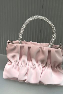 Women's Pleated Rhinestone Handheld Shoulder Bag, Elegant Cloud Chain Crossbody Bag for Summer 2025 Fashion Trends
