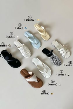 Women's Retro Woven Sheepskin Flip-Flops - Casual Thong Sandals for Beach Vacations, Stylish Outdoor Slippers