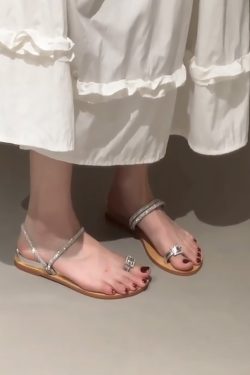 Women's Rhinestone Open-Toe Wedge Sandals - Summer Outdoor Fashion, High-End Feel, Stylish with Skirts, Two-Way Design