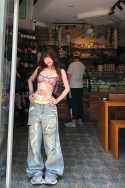 Women's Ripped Jeans - Street Style Loose Straight Leg Fit, Summer Wide Leg Pants for Casual Fashion