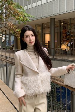 Women's Sequin Embroidered Wool Jacket with Louvre Wings - Elegant Heavy Industry Design, Chic New Style