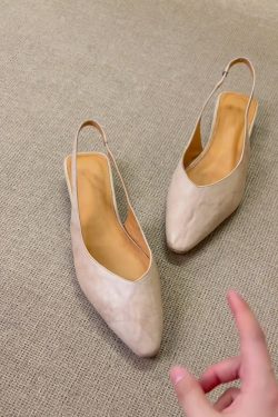 Women's Sheepskin Outdoor Sandals, Minimalist Style, Round Toe, Back Strap, Wedge Heel, Versatile Commuting Footwear