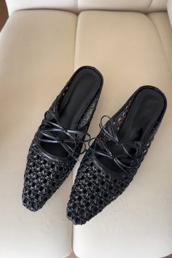 Women's Sheepskin Outdoor Sandals, Woven Hollow Design, Breathable Bowknot Mules, Height-Increasing, Trendy Summer Footwear