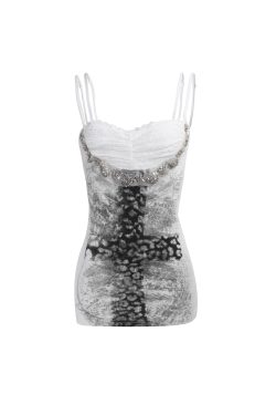 Women's Summer Lace Splicing Slim Sleeveless Camisole - Retro Two-Piece Look, Trendy American Style