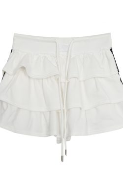 Women's Summer Lace White A-Line Puff Skirt 2025 - Petite Fairy Style Short Skirt for Weekend Fashion