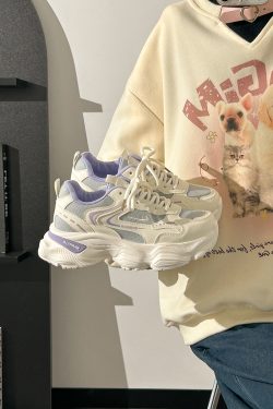 Women's Summer Mesh Sports Sneakers - Breathable Soft Sole Casual Dad Shoes with Unique Design in White