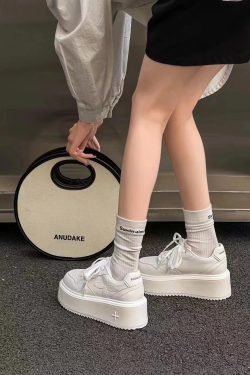 Women's Thick-Soled Casual Sports Sneakers - Seoul 2025 Spring/Autumn Instagram Style Height-Increasing White Shoes