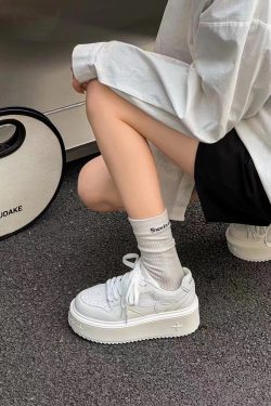 Women's Thick-Soled Casual Sports Sneakers - Seoul 2025 Spring/Autumn Instagram Style Height-Increasing White Shoes