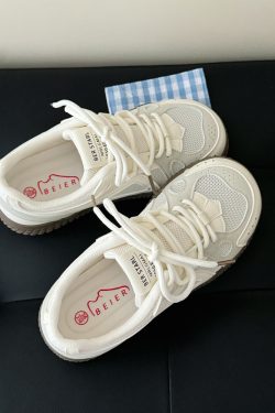 Women's Thick-Soled Mesh Breathable White Training Shoes - Versatile Korean Style for Summer 2025
