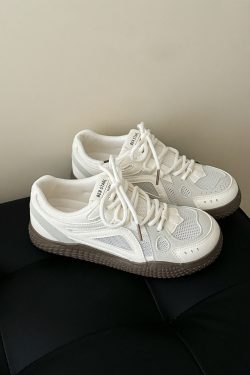 Women's Thick-Soled Mesh Breathable White Training Shoes - Versatile Korean Style for Summer 2025