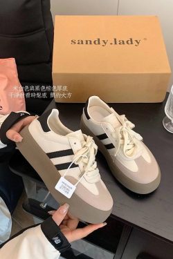 Women's Thick-Soled White Casual Sneakers - Retro 2025 Style, Versatile Ins Fashion, Y2K-Inspired A-Gan Shoes