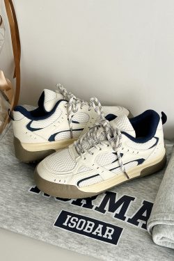 Women's Thick-Soled White Mesh Sneakers - Versatile American Style for Spring 2025 - Casual Y2K Student Footwear