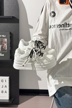 Women's Thick-Soled White Sneakers - Minimalist Black and White Breathable Korean Style Summer Shoes for 2025