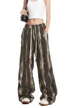 Women's Tie-Dye Cargo Pants - Trendy Hip-Hop Wide-Leg Straight Design for American High Street & Jazz Dance Styles