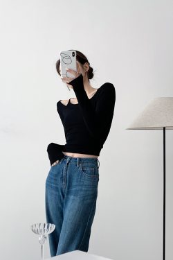 Women's Two-Piece Round Neck Long Sleeve T-Shirt - Versatile Layering Base Top for Spring 2025, Y2K Style